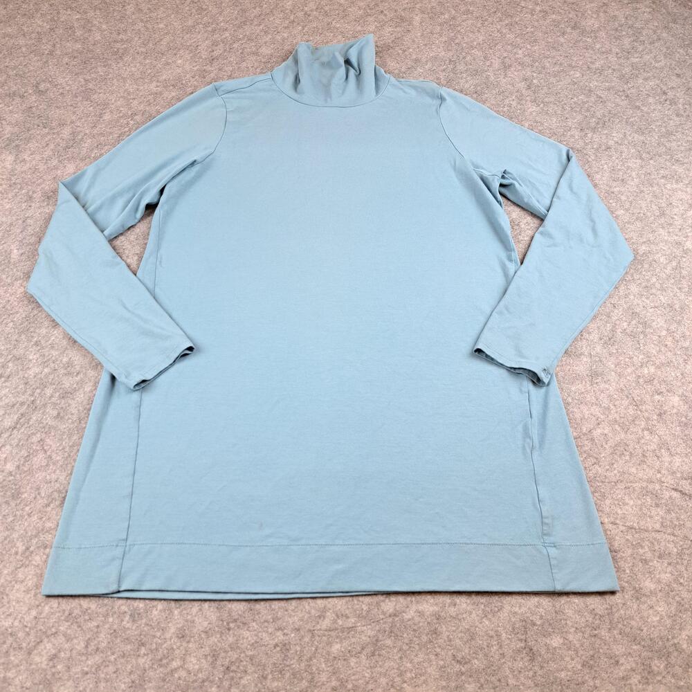 J.Jill Shirt Womens Medium Blue Luxe Supima Turtleneck Tunic Long Sleeve Stretch